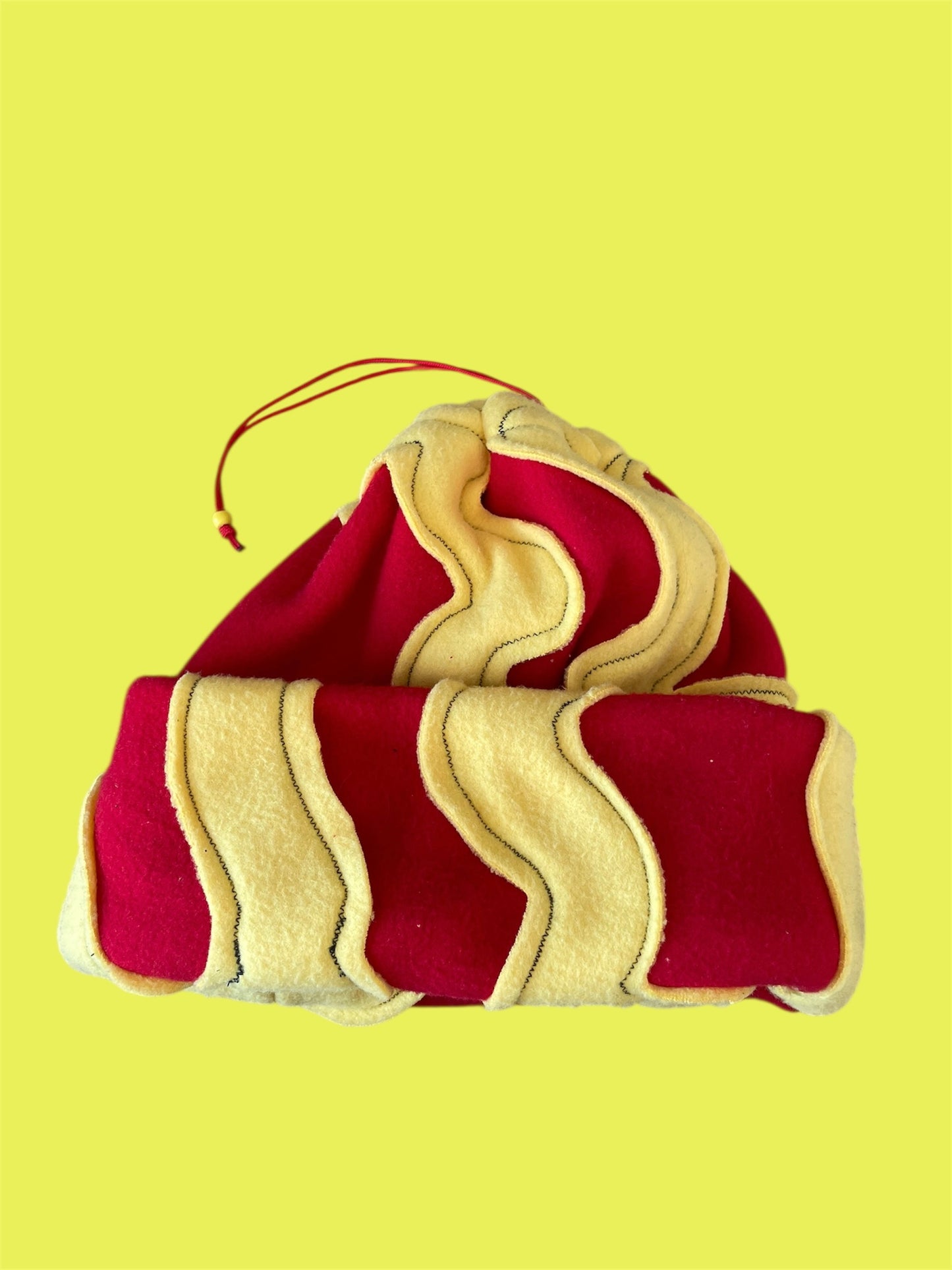 Red and Yellow Abstract Fleece Beanie