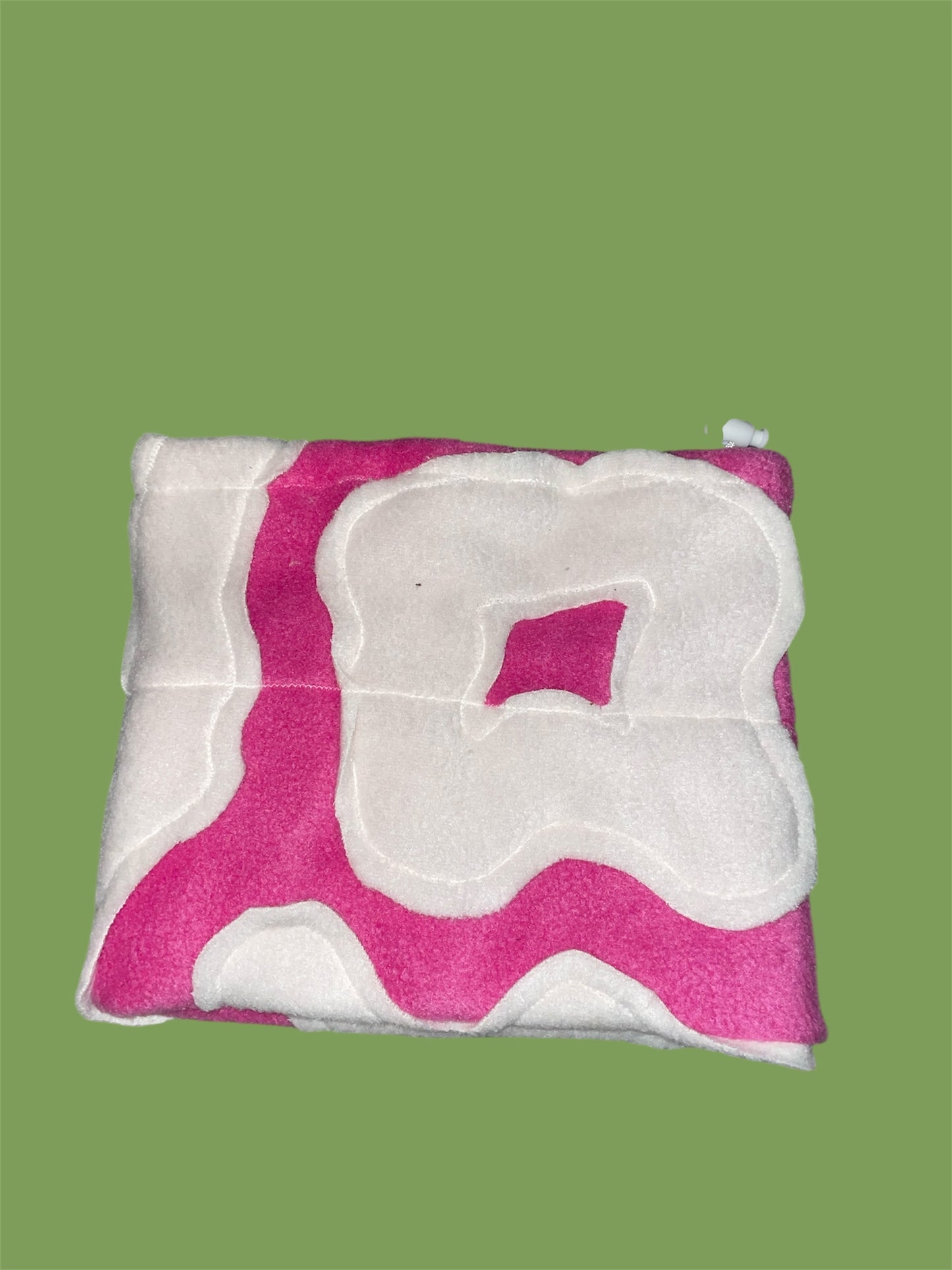 Pink and White Abstract Fleece Beanie