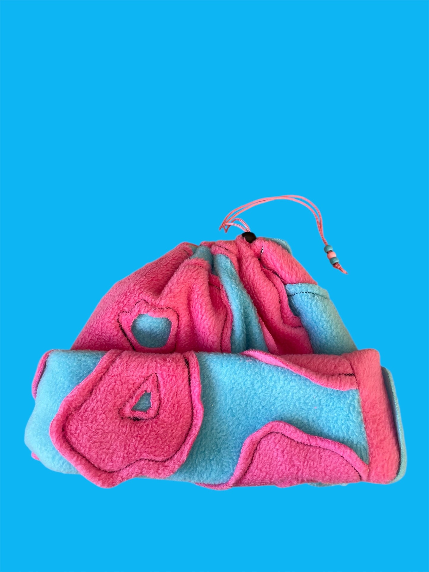 Blue and Pink Abstract Fleece Beanie