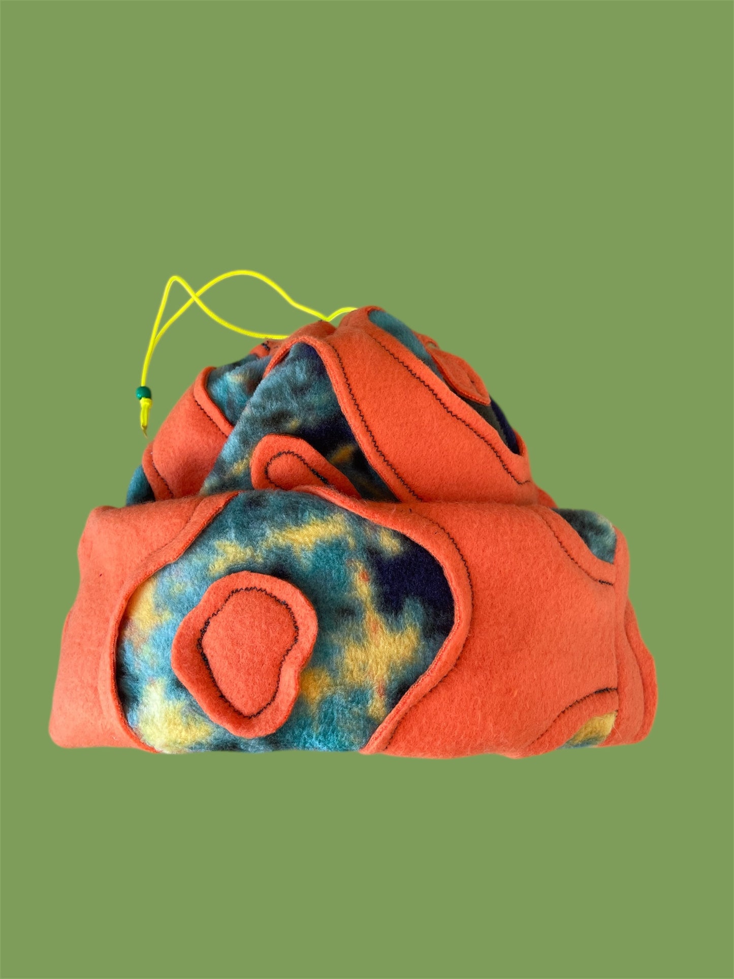 Orange and Green Abstract Fleece Beanie