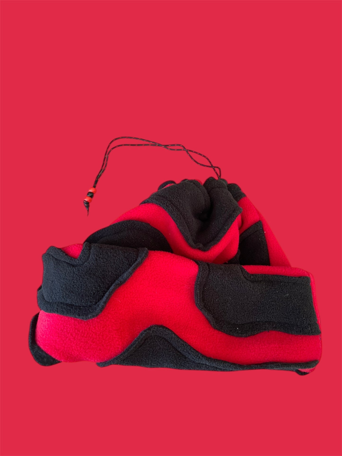 Red and Black Abstract Fleece Beanie