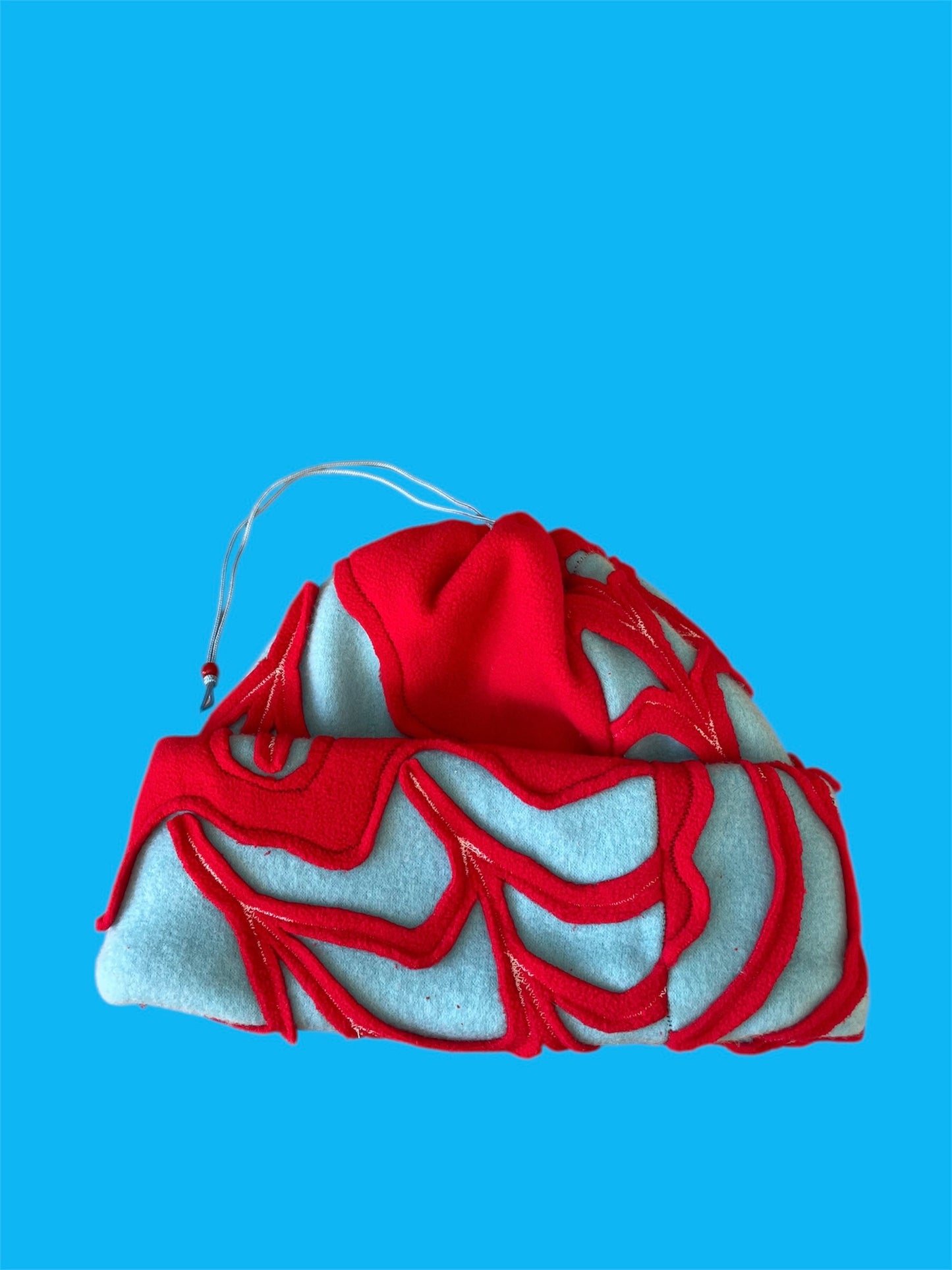 Red and Blue Spider Web Fleece Beanie