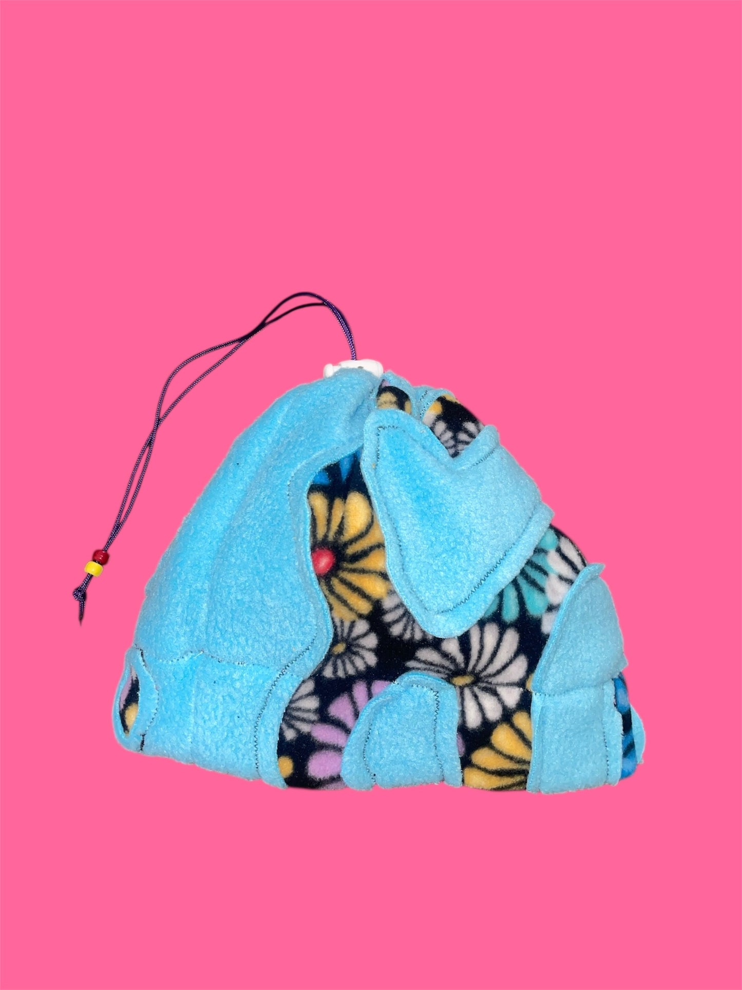 Blue and Floral Abstract Fleece Beanie