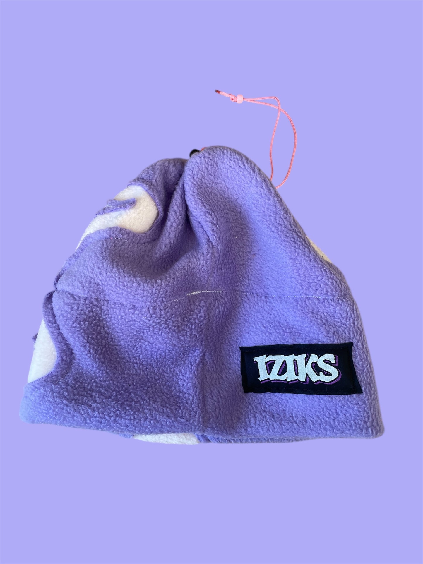 Purple and Light Pink Spider Web Fleece Beanie