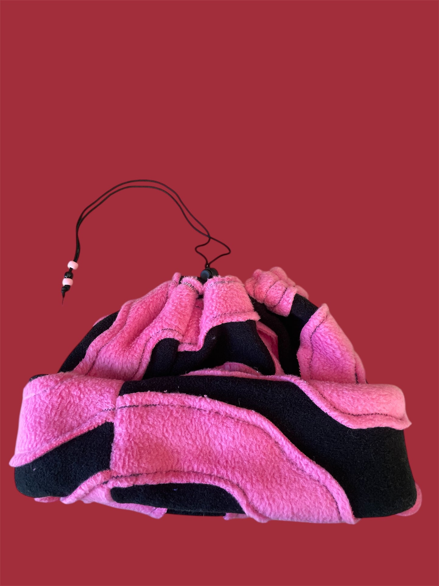 Black and Pink Abstract Fleece Beanie