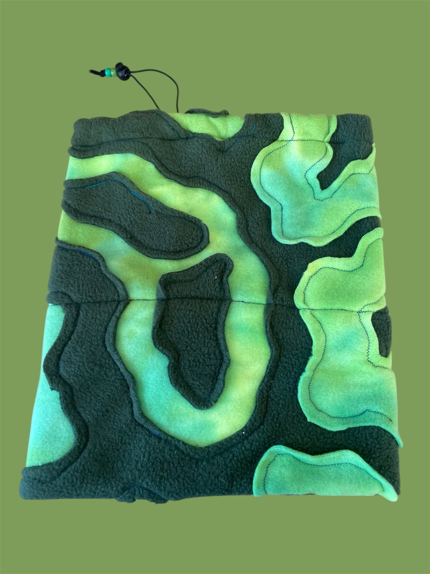 Green and Dark green Abstract Fleece Beanie