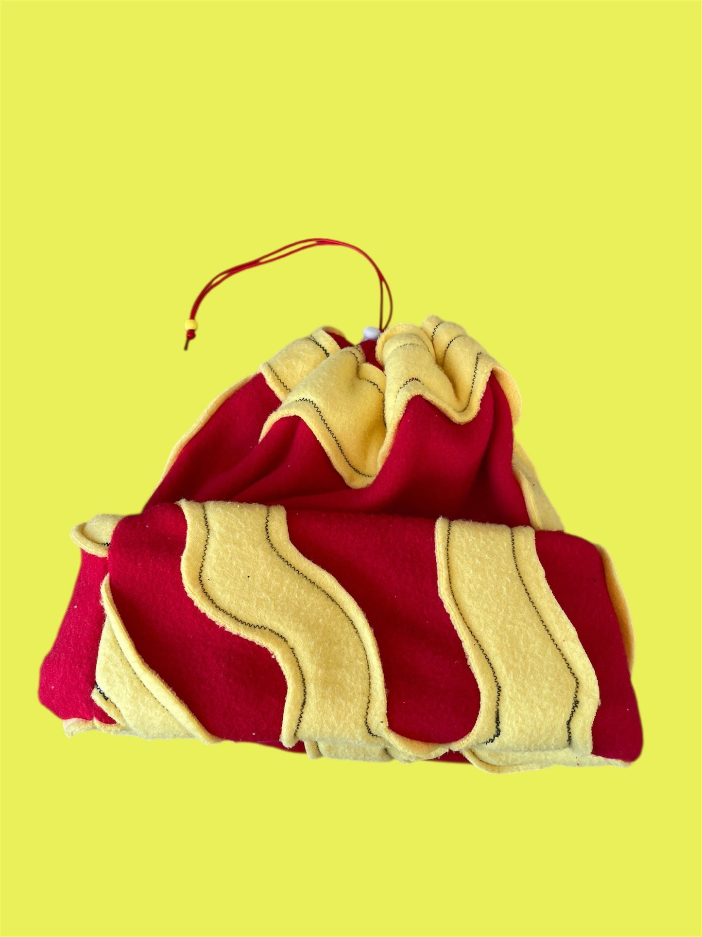 Red and Yellow Abstract Fleece Beanie