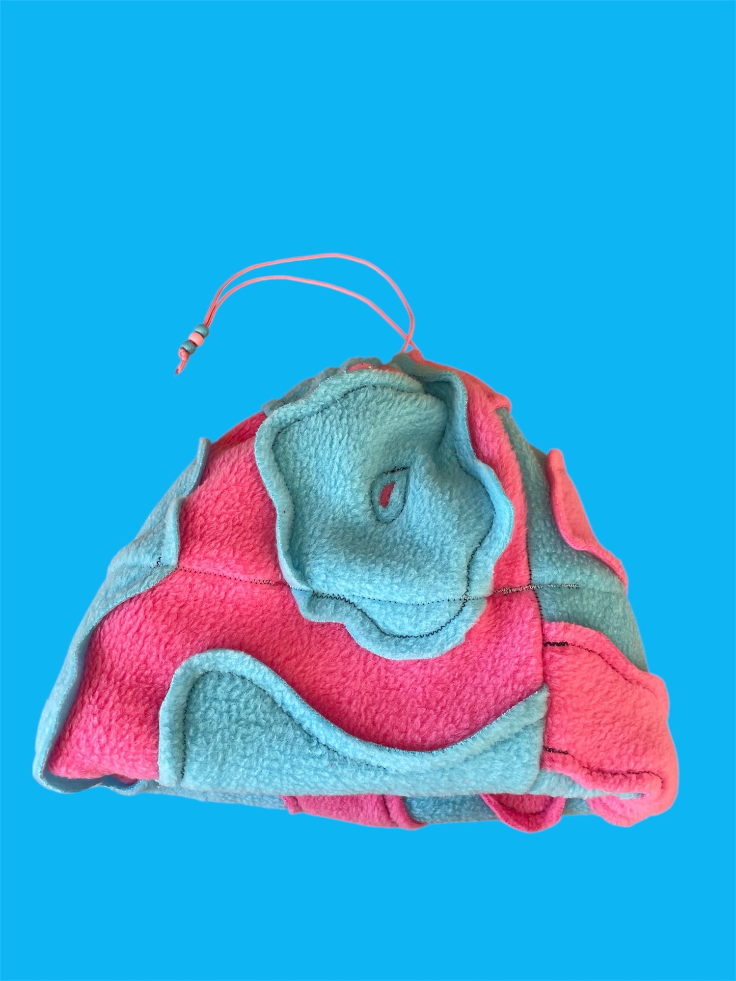 Blue and Pink Abstract Fleece Beanie
