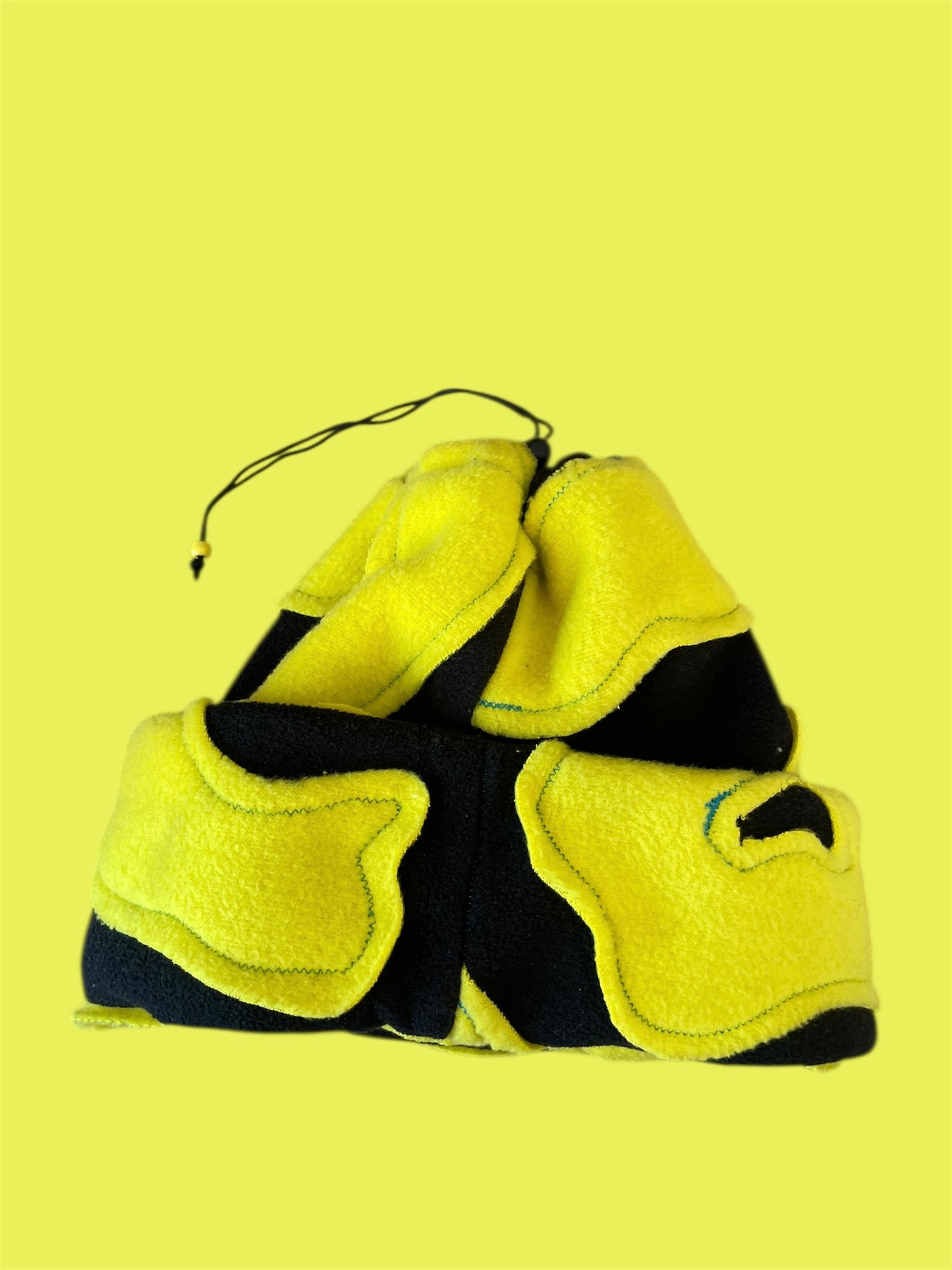 Black and Yellow Abstract Fleece Beanie