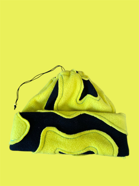 Black and Yellow Abstract Fleece Beanie