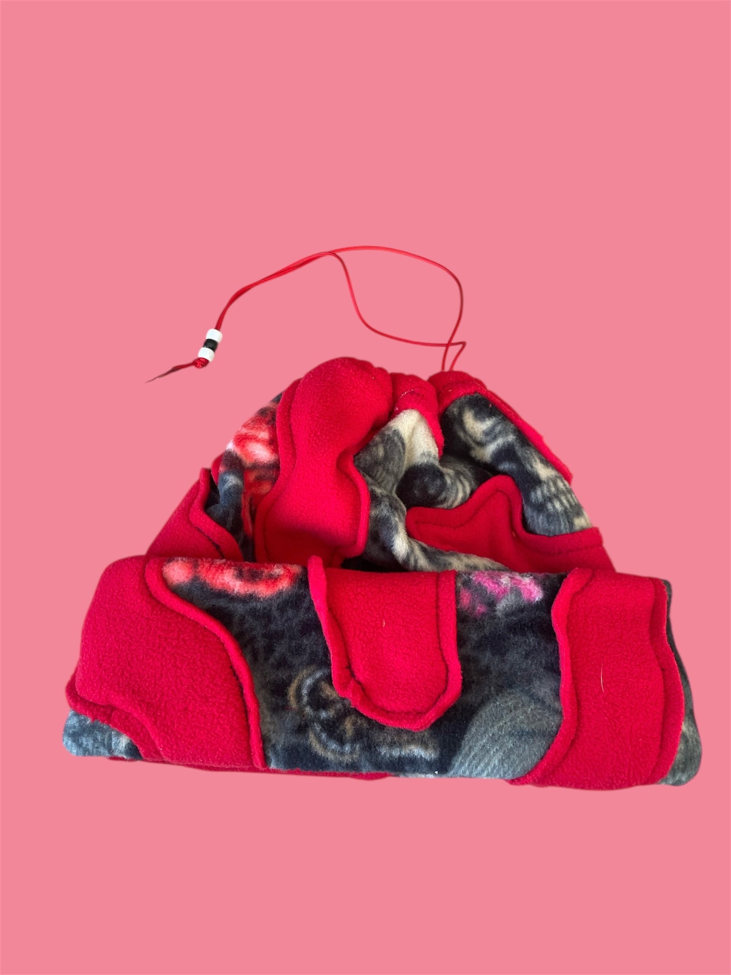 Red and Skull Abstract Fleece Beanie