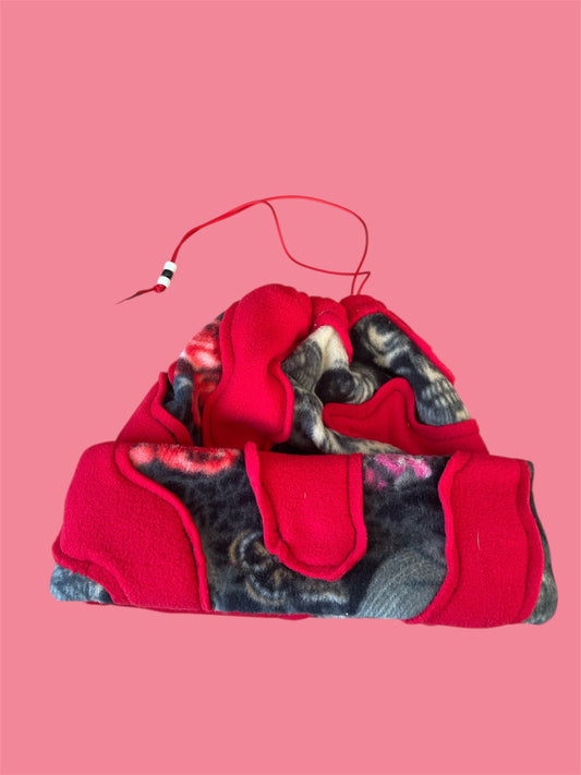Red and Skull Abstract Fleece Beanie