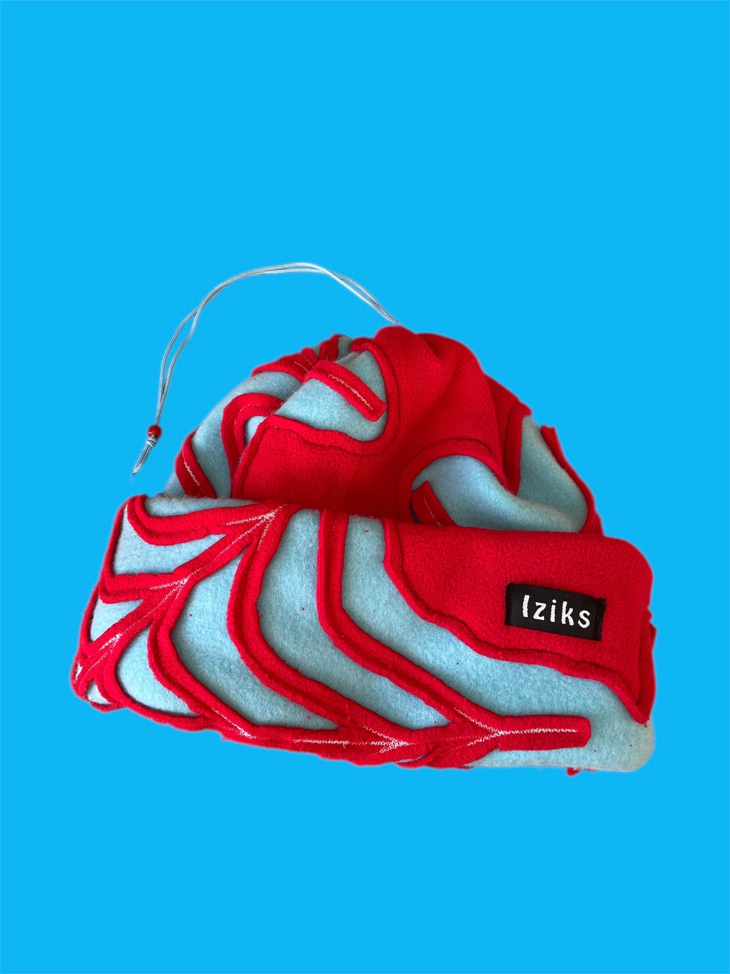 Red and Blue Spider Web Fleece Beanie