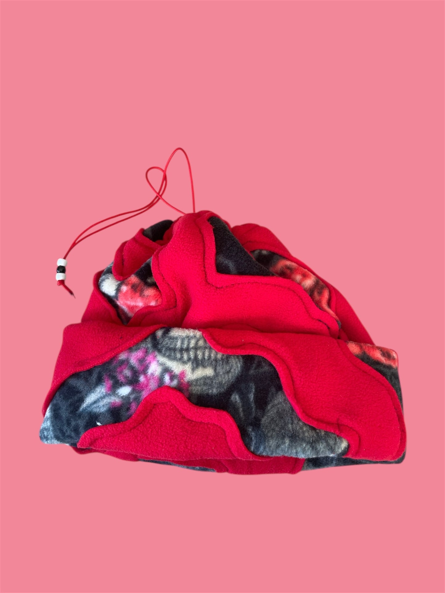 Red and Skull Abstract Fleece Beanie