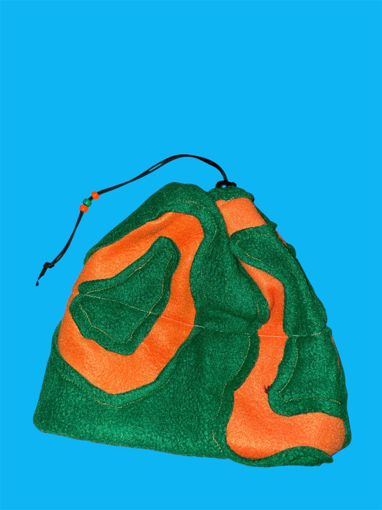Orange and Green Abstract Fleece Beanie