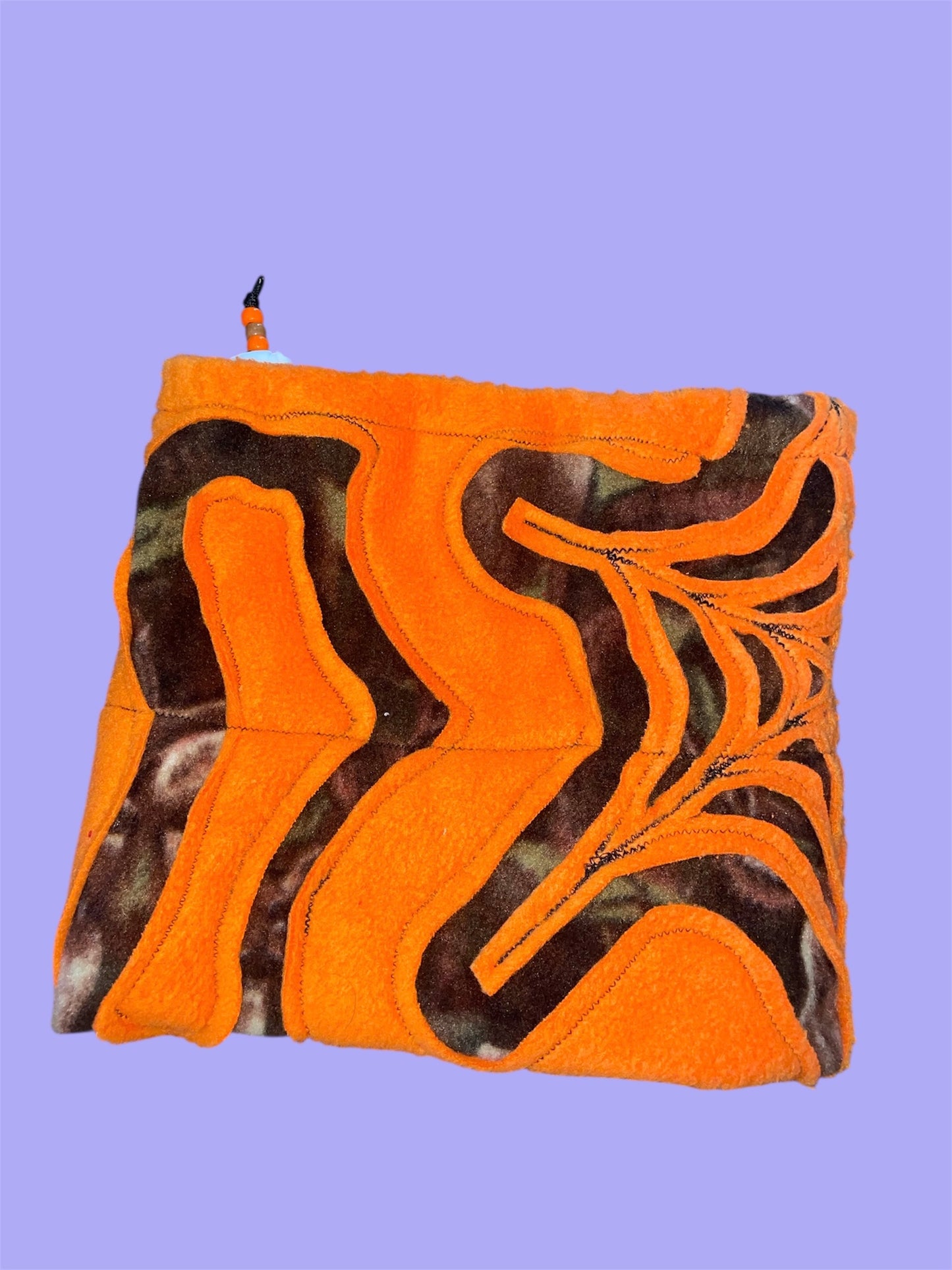 Orange and Camo Spider Web Fleece Beanie