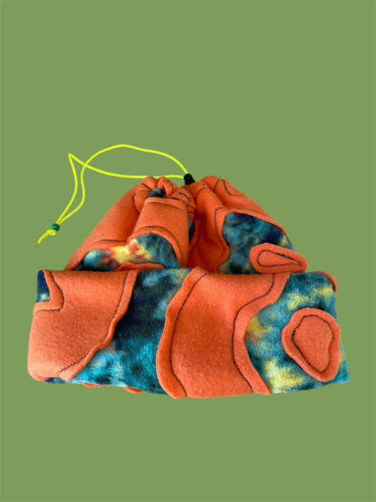 Orange and Green Abstract Fleece Beanie