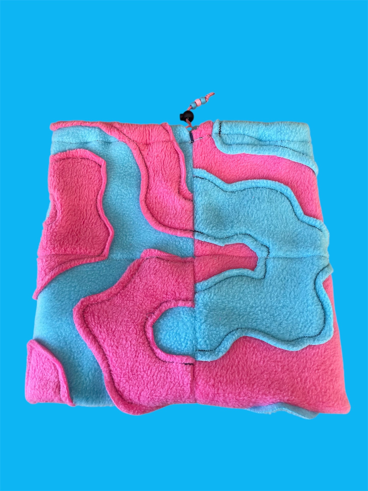 Blue and Pink Abstract Fleece Beanie
