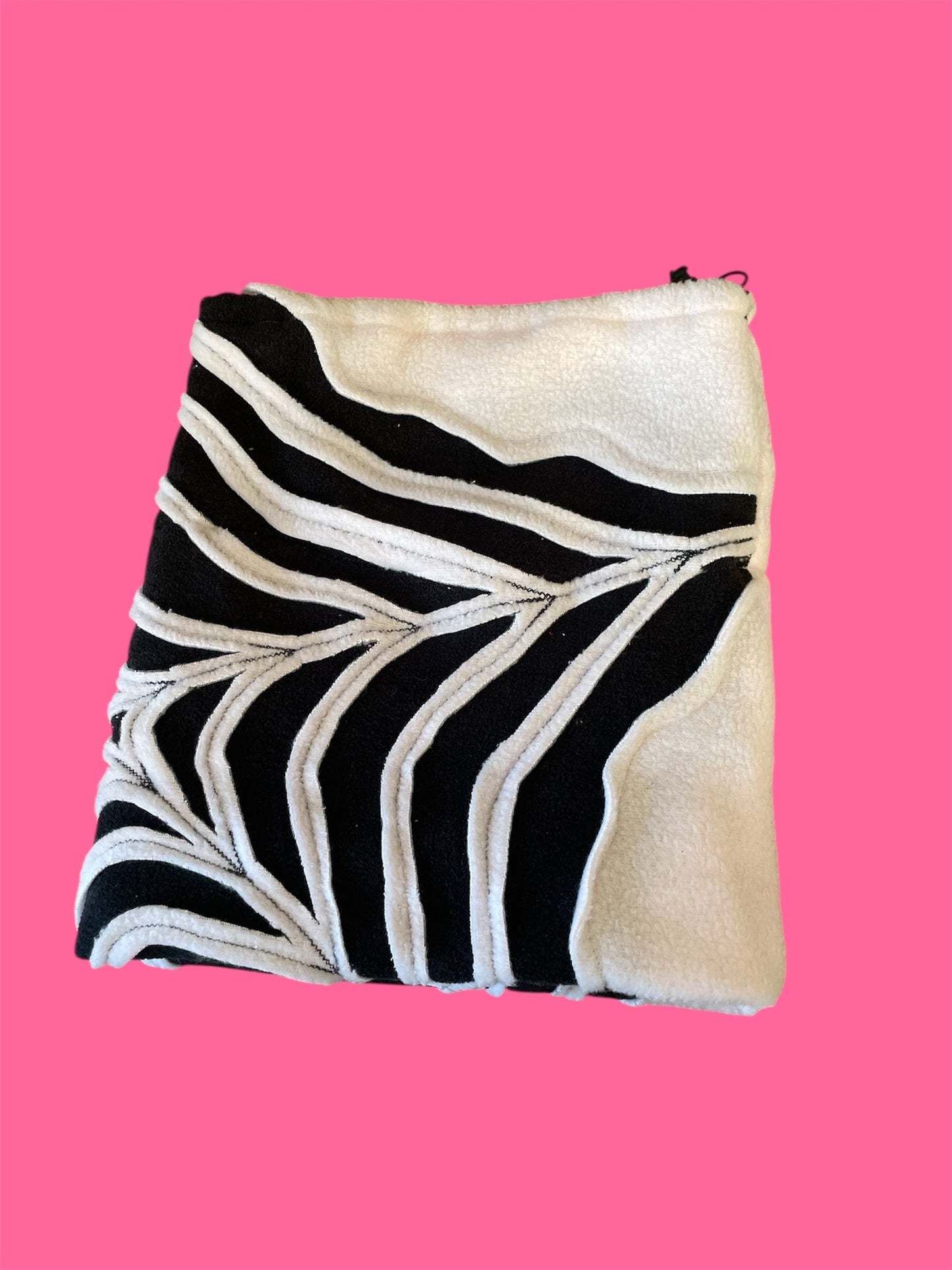 Light Pink and Black Spider Web Fleece Beanie