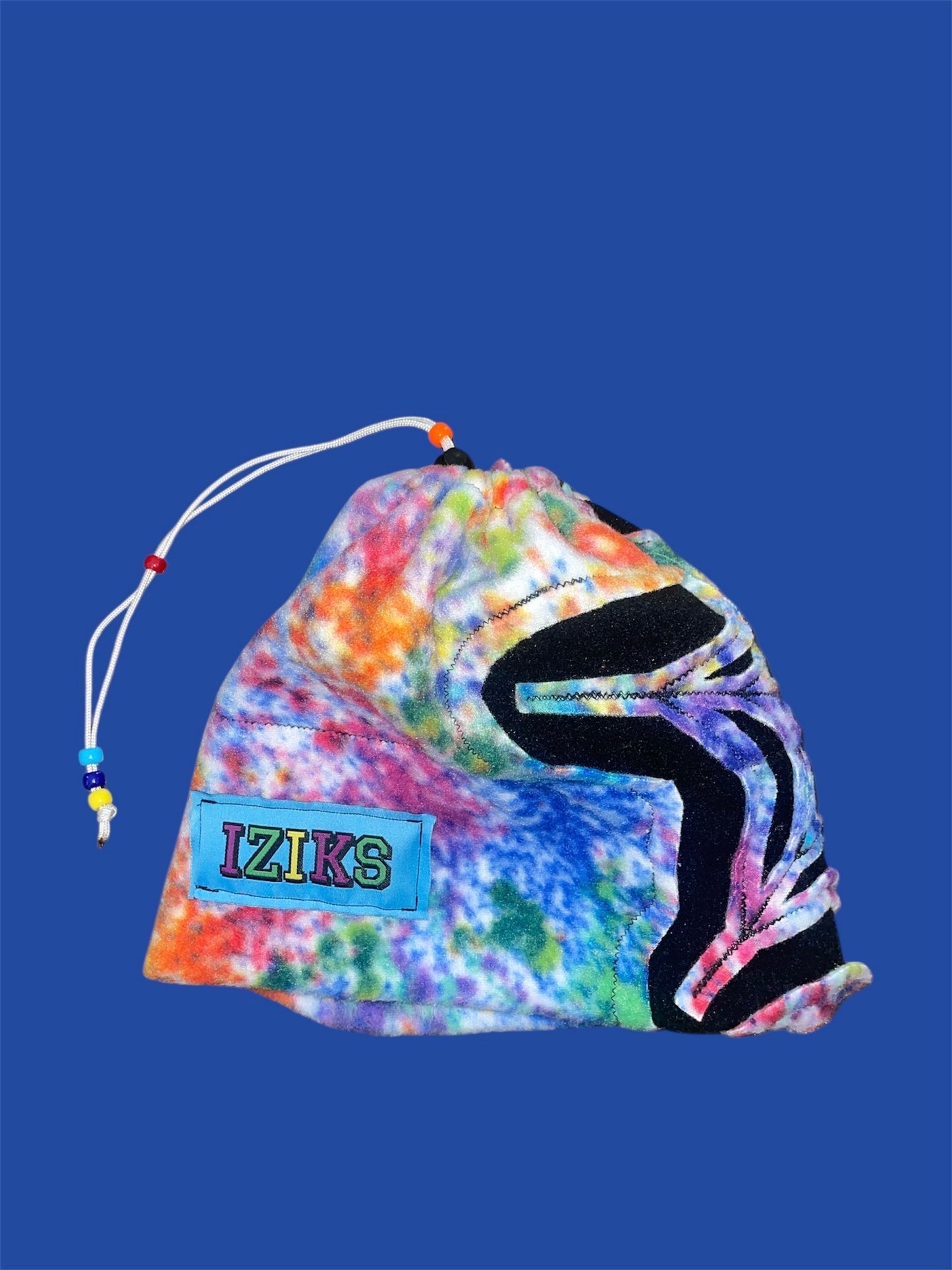 Tye Dye and Black Spider Web Fleece Beanie