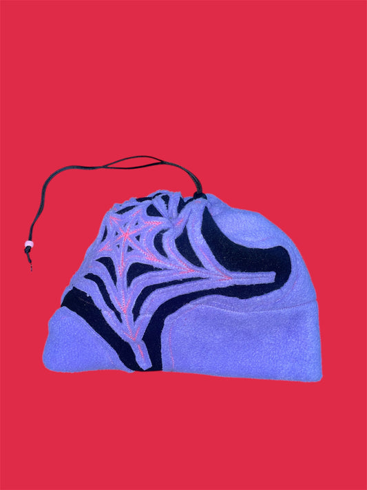 Purple and Black Spider Web Fleece Beanie