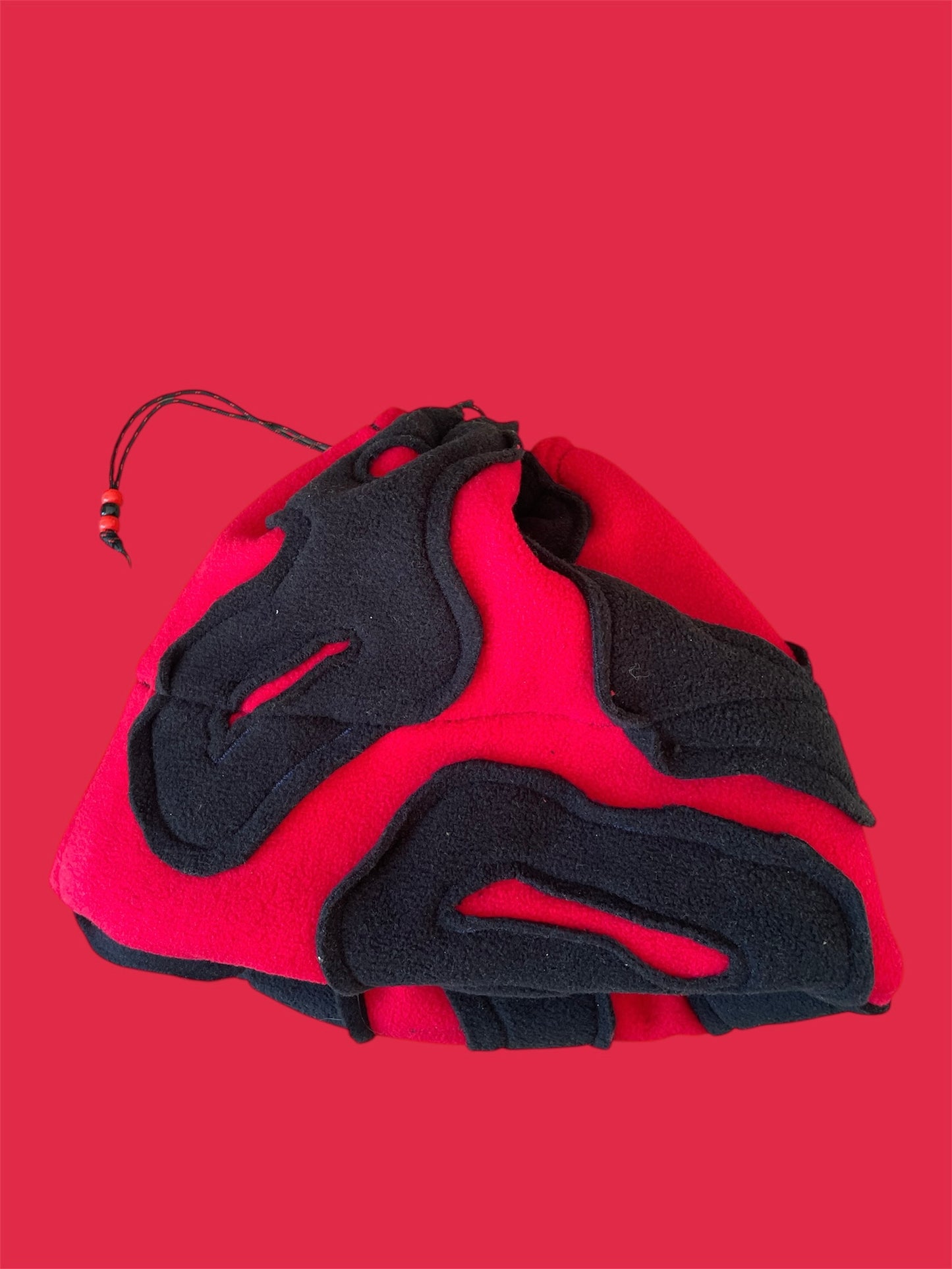 Red and Black Abstract Fleece Beanie