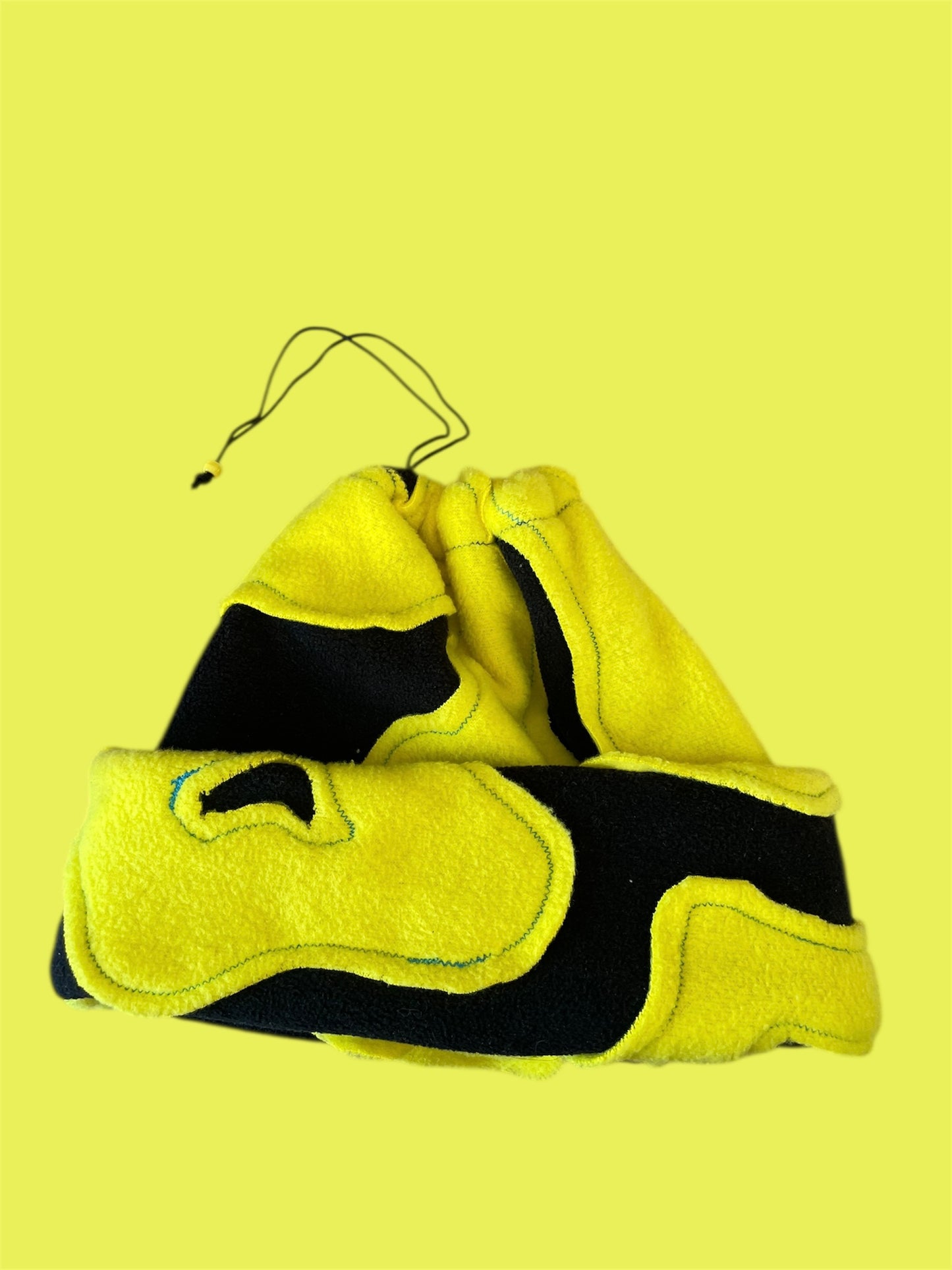 Black and Yellow Abstract Fleece Beanie