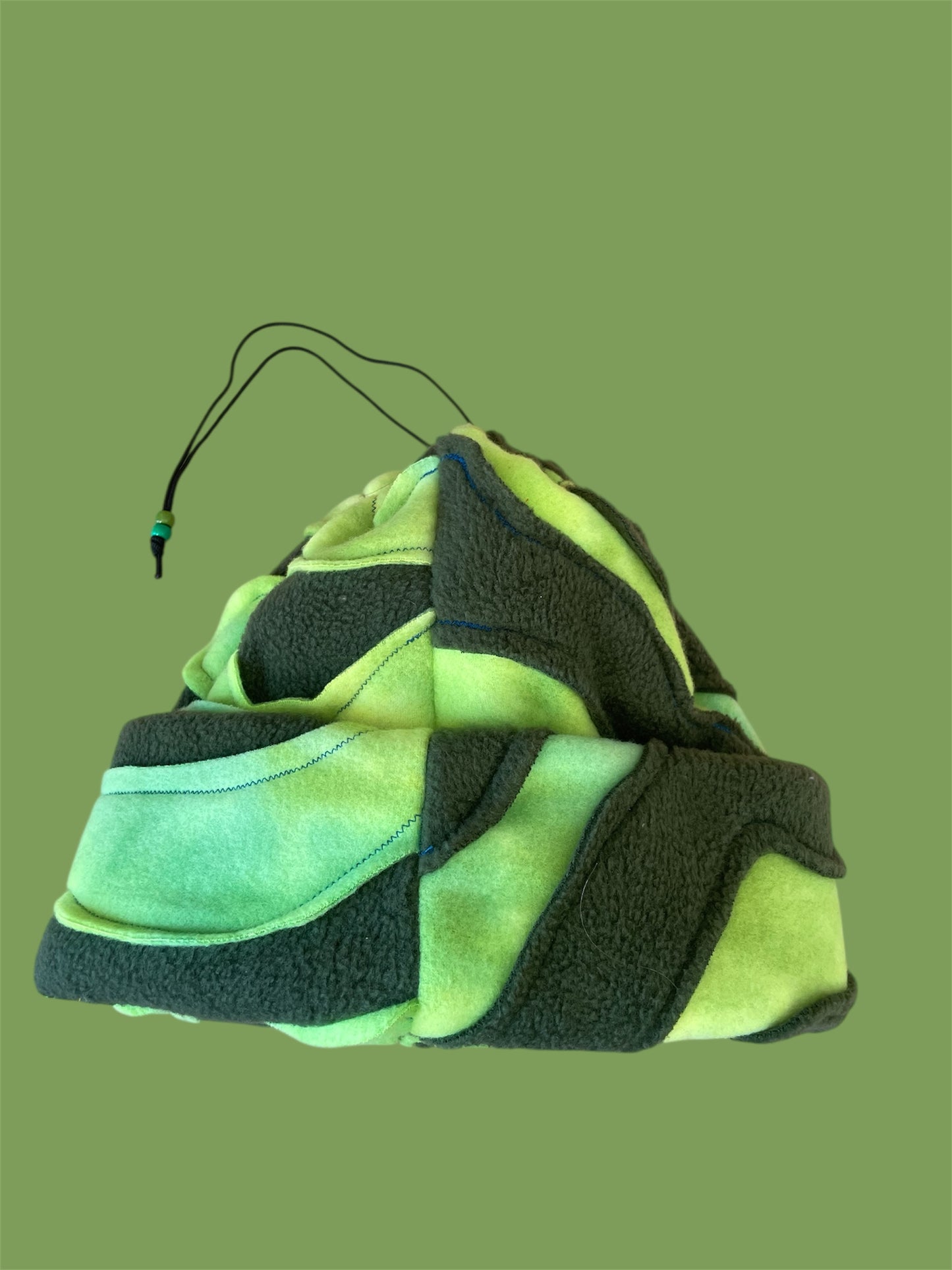 Green and Dark green Abstract Fleece Beanie