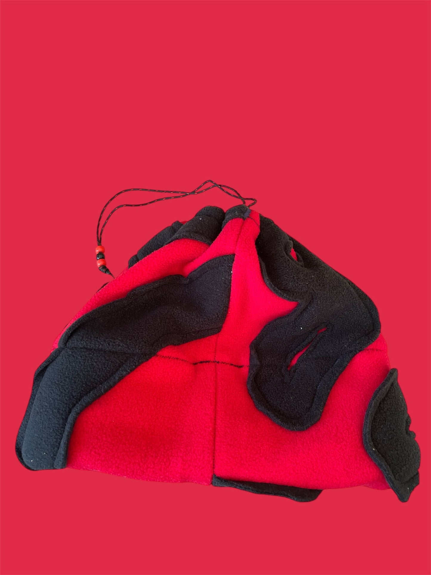 Red and Black Abstract Fleece Beanie