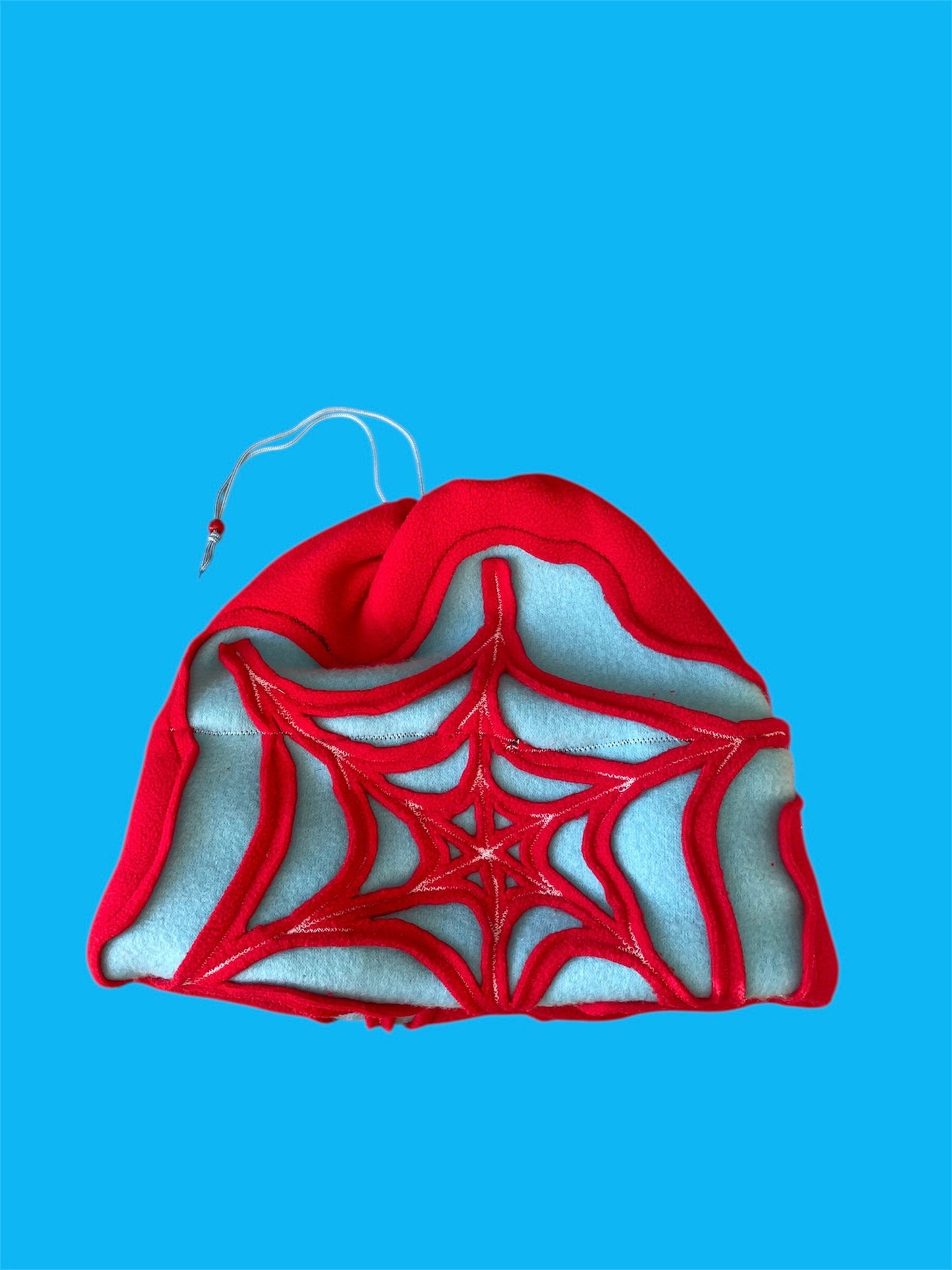 Red and Blue Spider Web Fleece Beanie