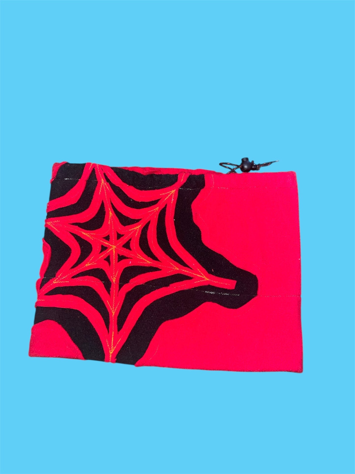 Black and Red Spider Web Fleece Beanie