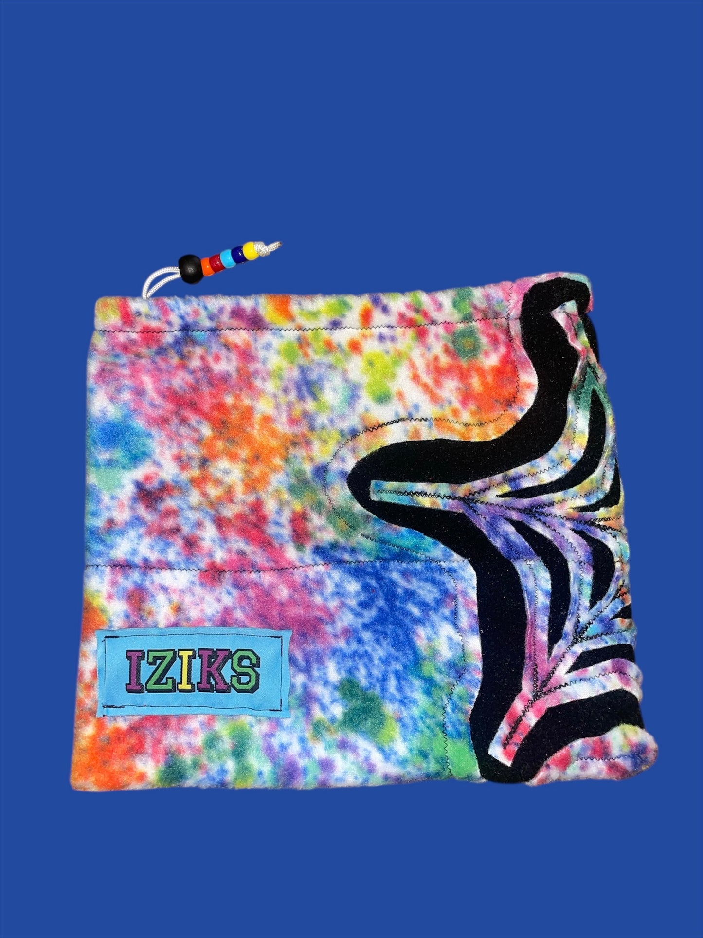 Tye Dye and Black Spider Web Fleece Beanie