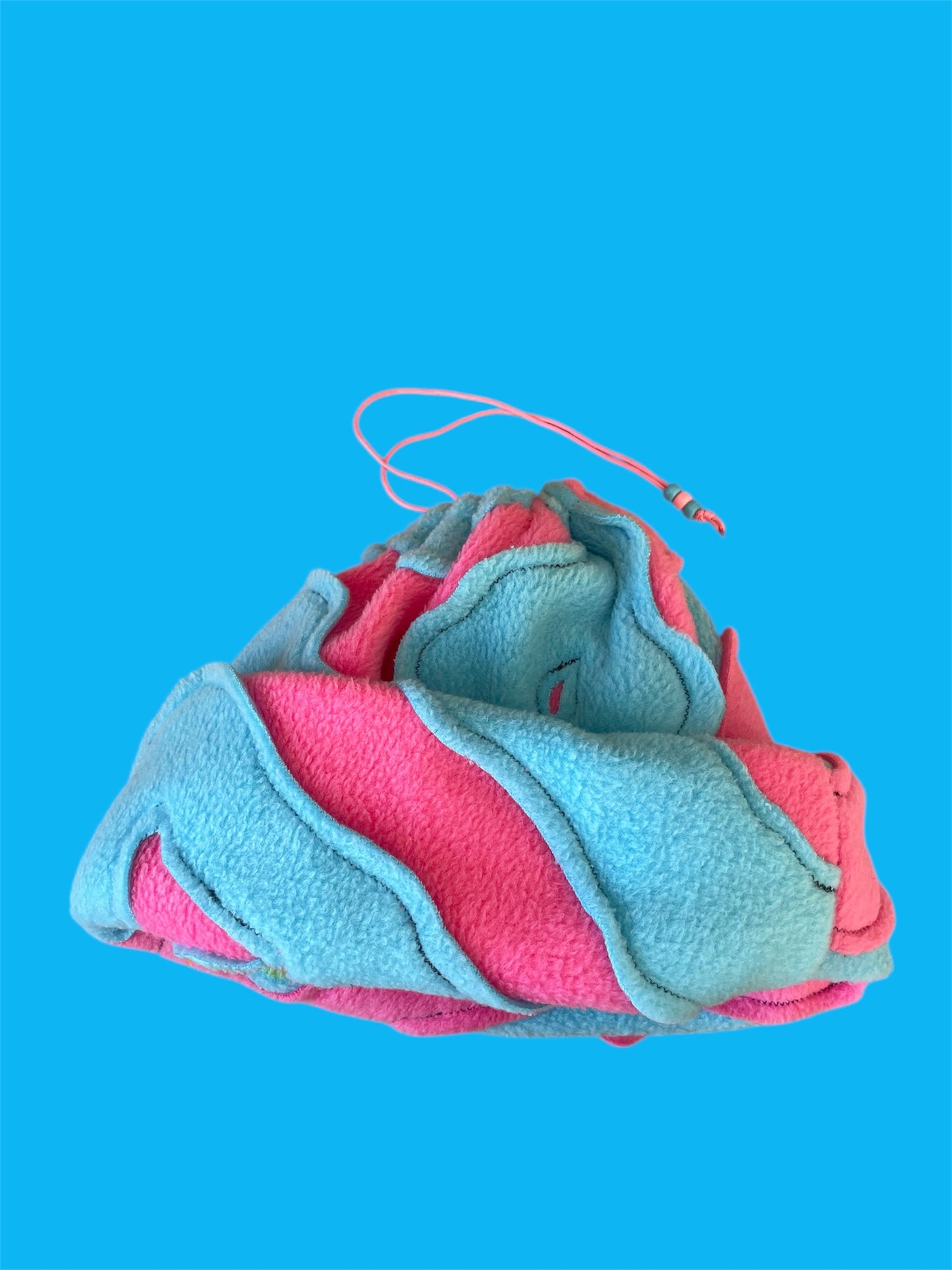 Blue and Pink Abstract Fleece Beanie