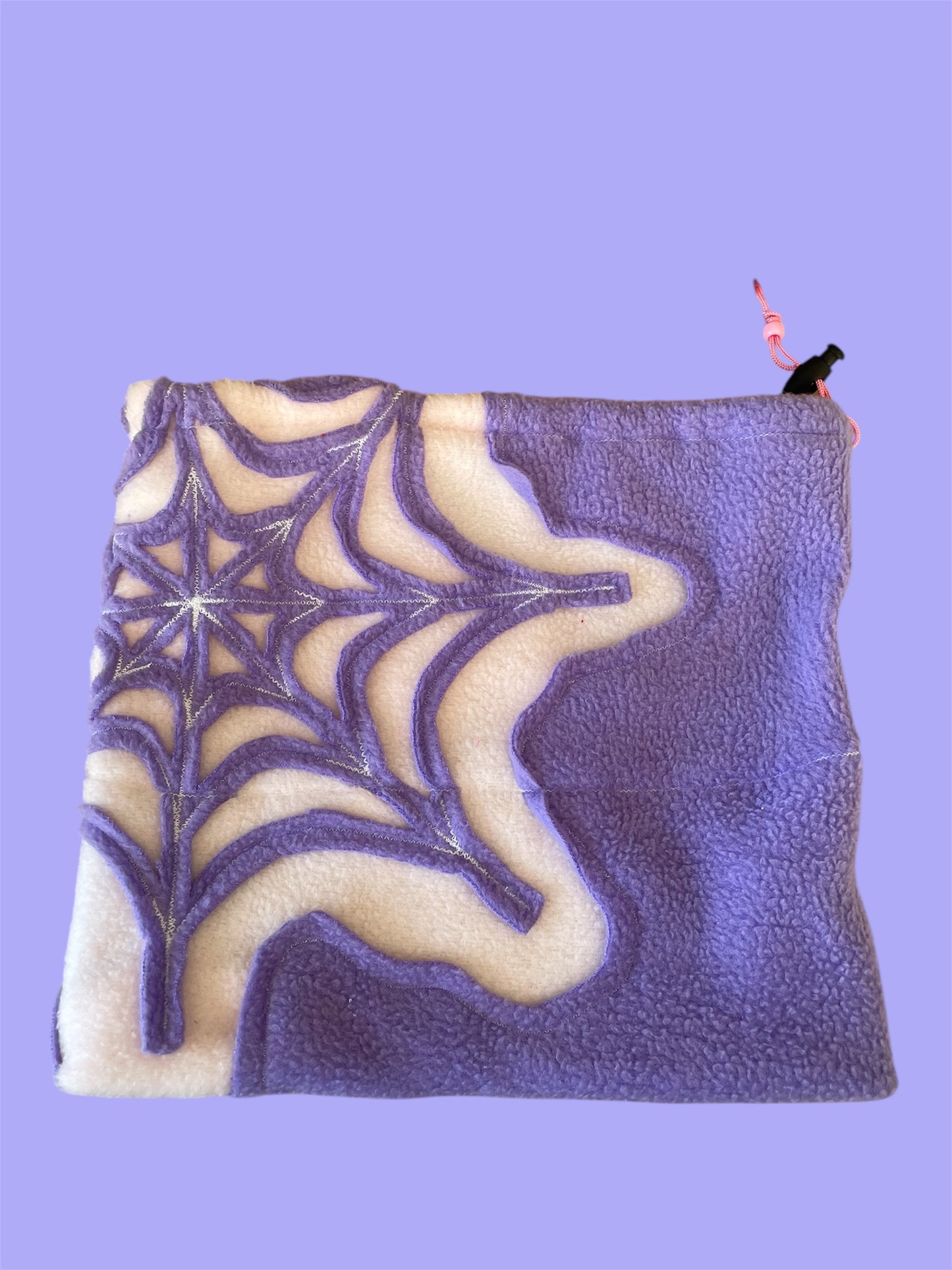 Purple and Light Pink Spider Web Fleece Beanie