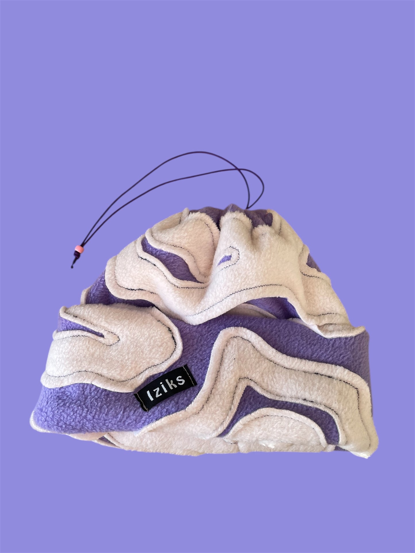 Purple and Light Pink Abstract Fleece Beanie