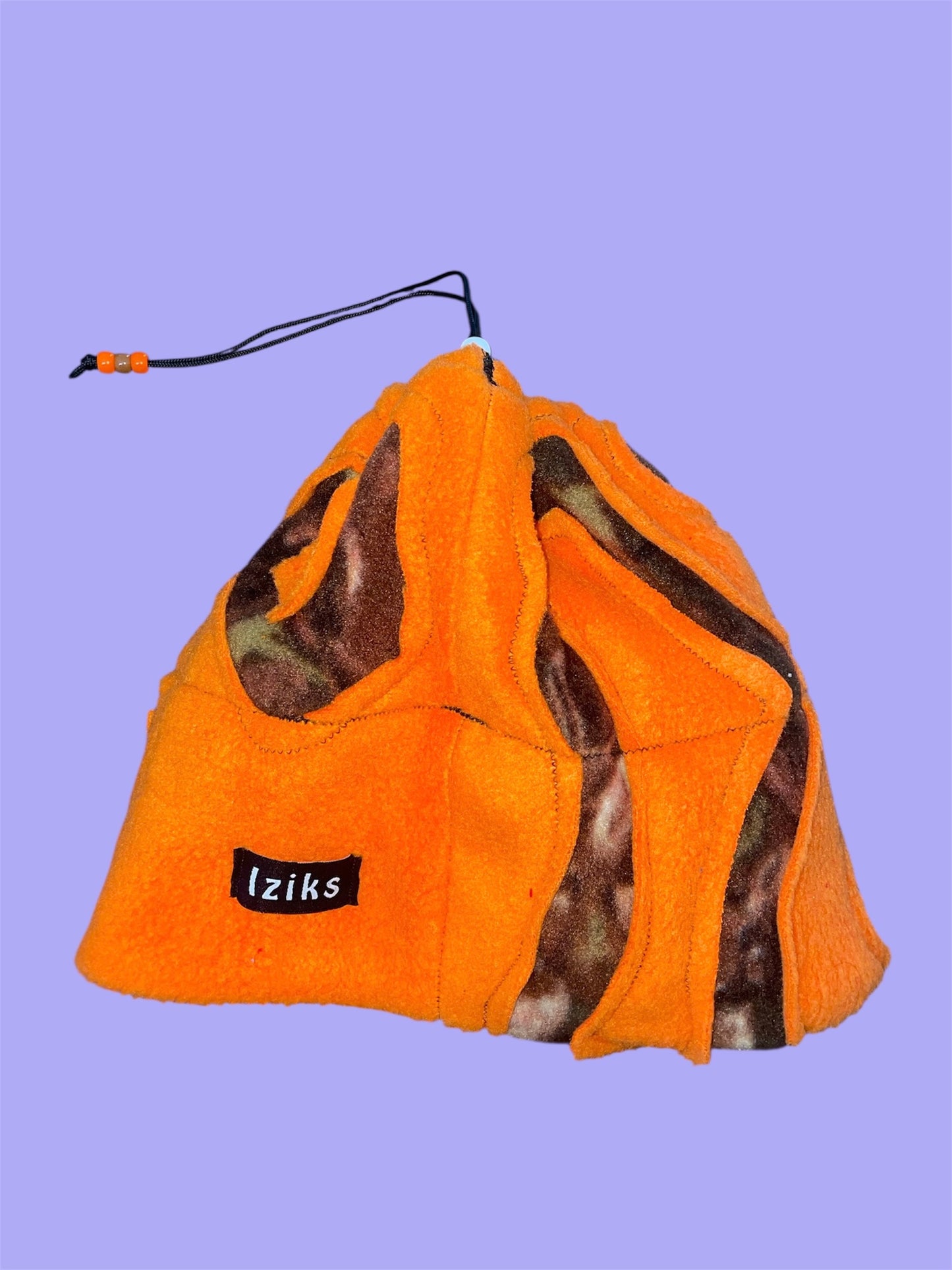 Orange and Camo Spider Web Fleece Beanie