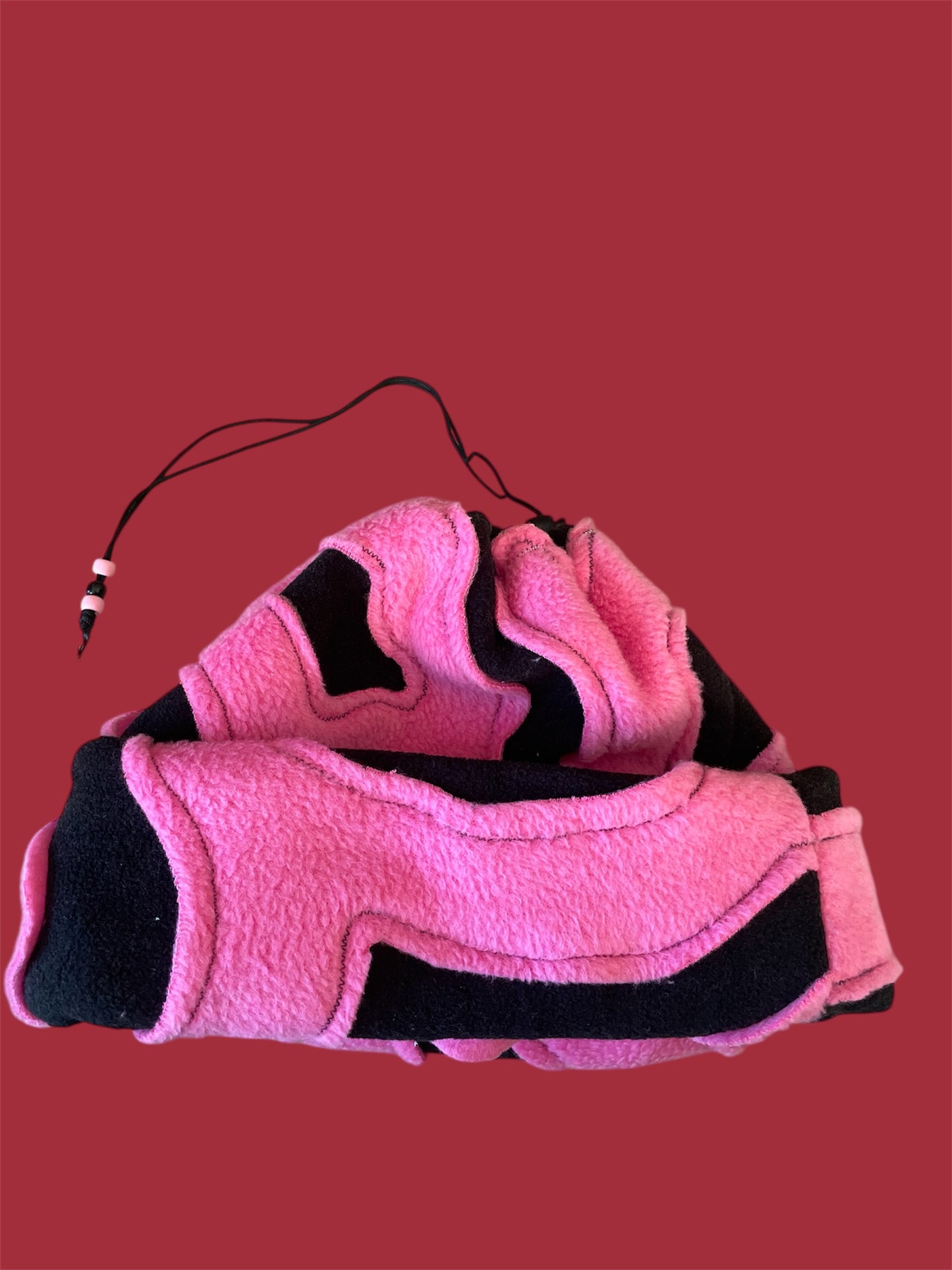 Black and Pink Abstract Fleece Beanie