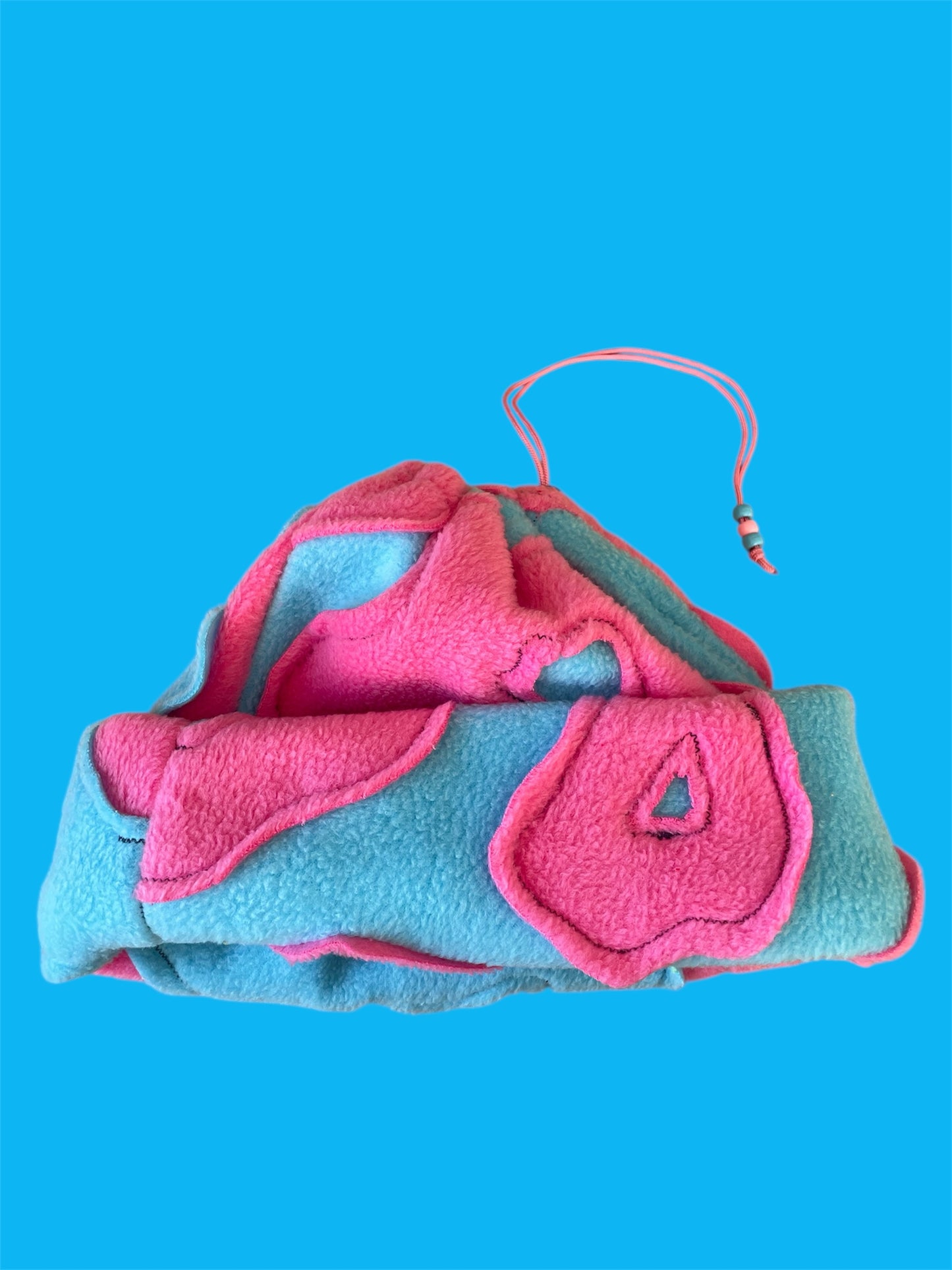 Blue and Pink Abstract Fleece Beanie