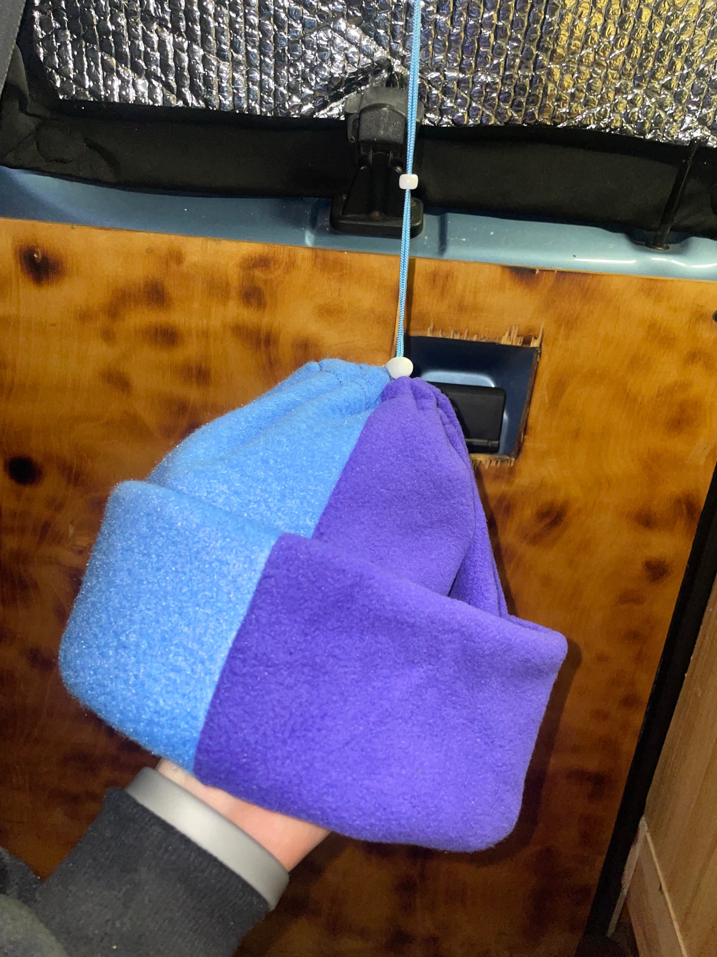 Half Blue Half Purple Fleece Beanie