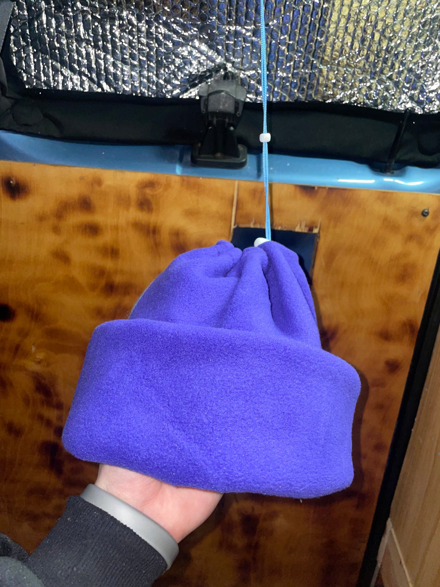 Half Blue Half Purple Fleece Beanie